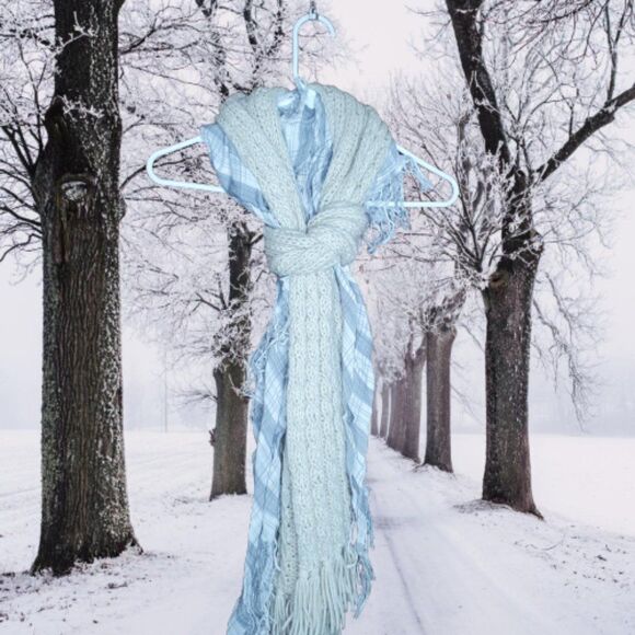 Beige Cream Cable Knit Scarf - Picture 6 of 13